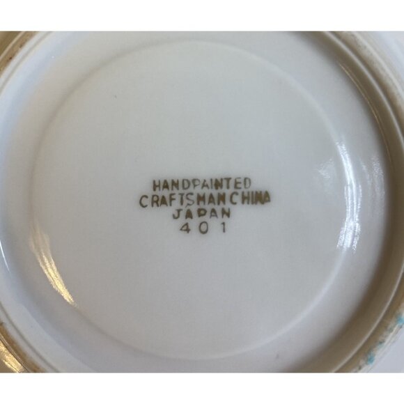 Vtg Craftsman China Hand Painted Cup and Saucer Set Japan 401 Fuji Pagoda Raised - Picture 8 of 12